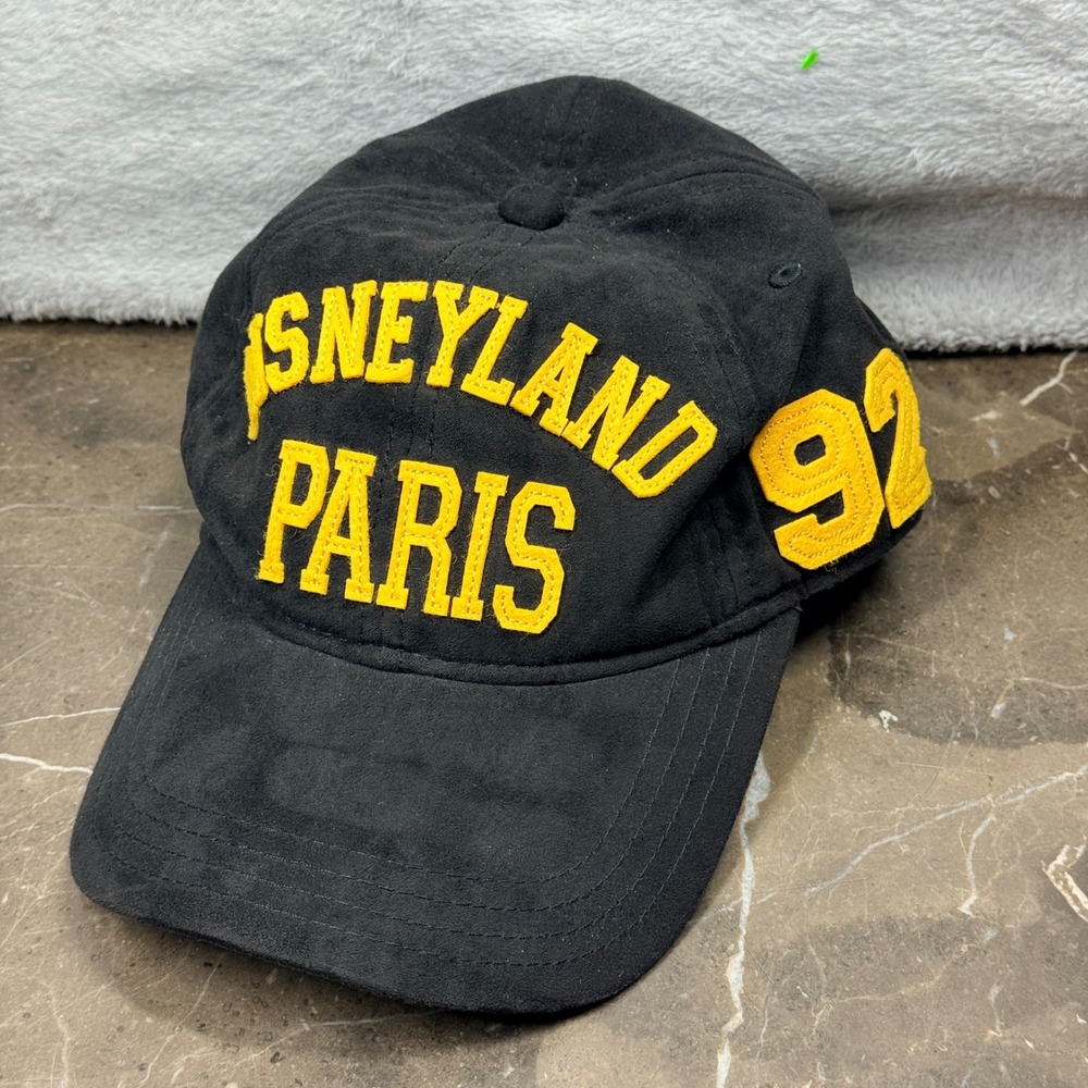 Disneyland Paris Baseball Cap Adult OS Black Yellow 92 Faux Suede Hat